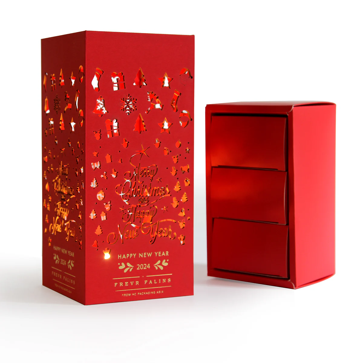 Hollow Food Drawer Box Packaging Red