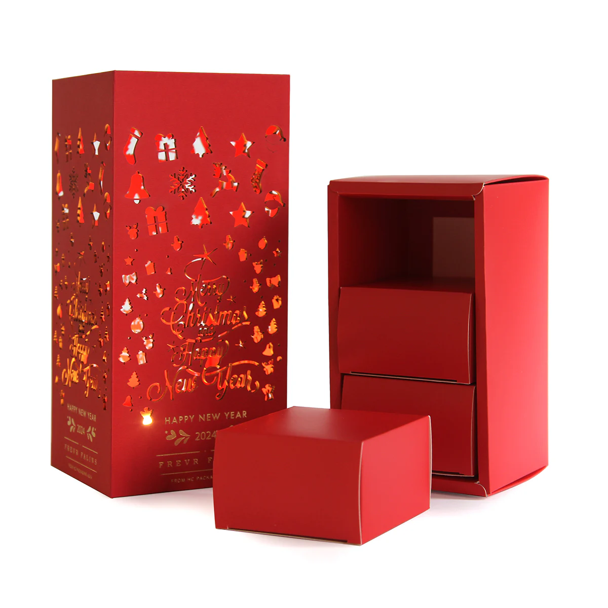 Hollow Food Drawer Box Packaging Red