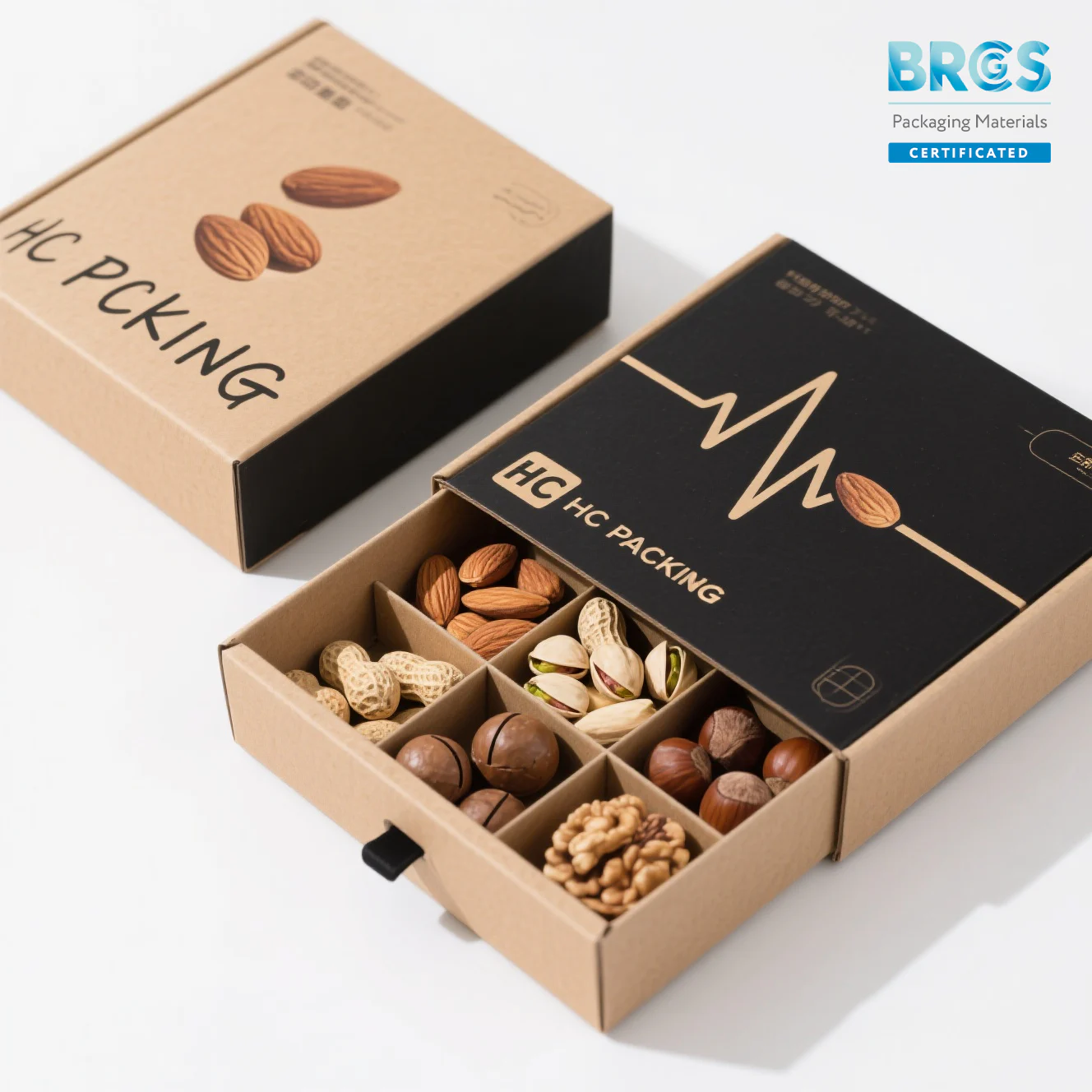 Folding Drawer Box With Ribbon Handle For Nuts