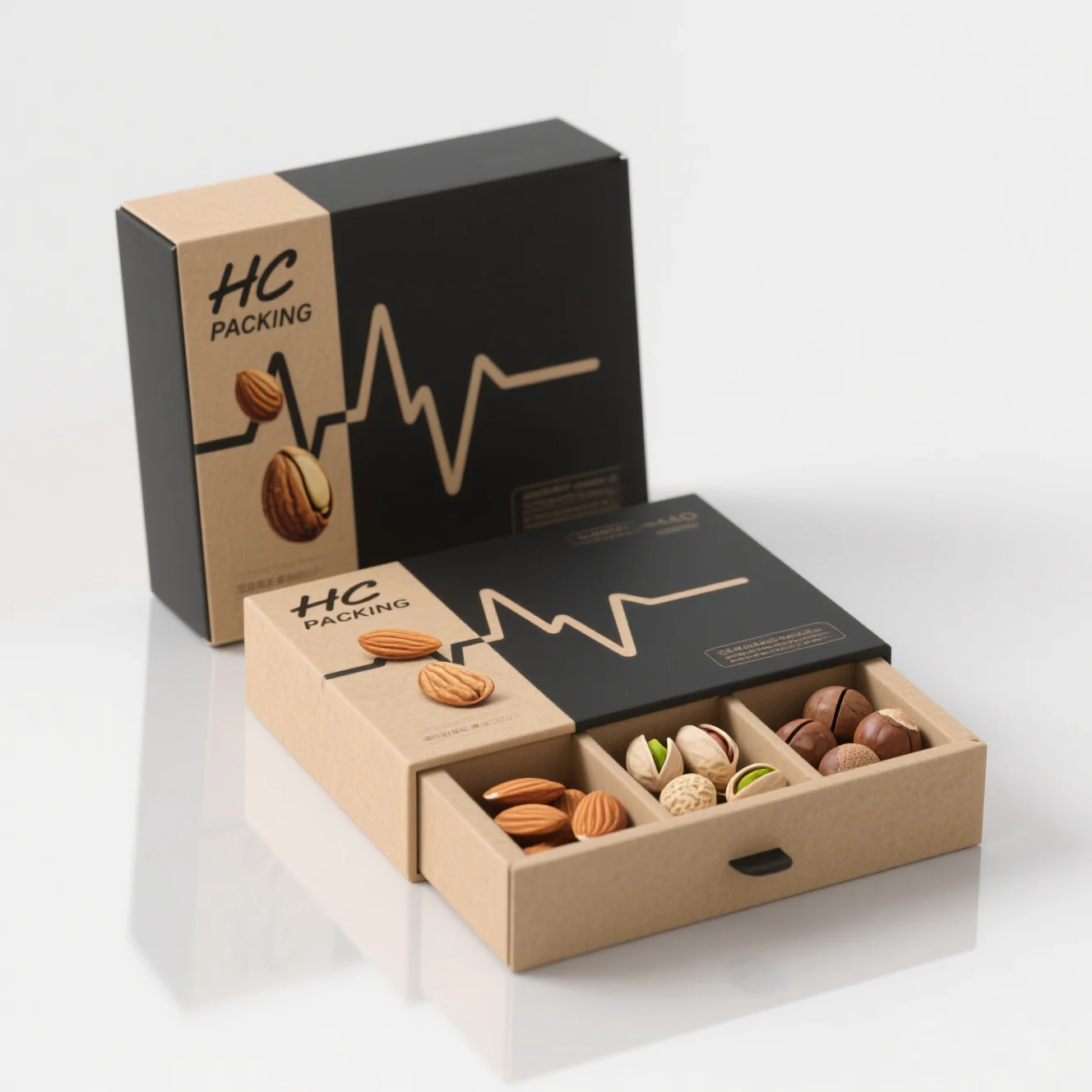 Folding Drawer Box With Ribbon Handle For Nuts