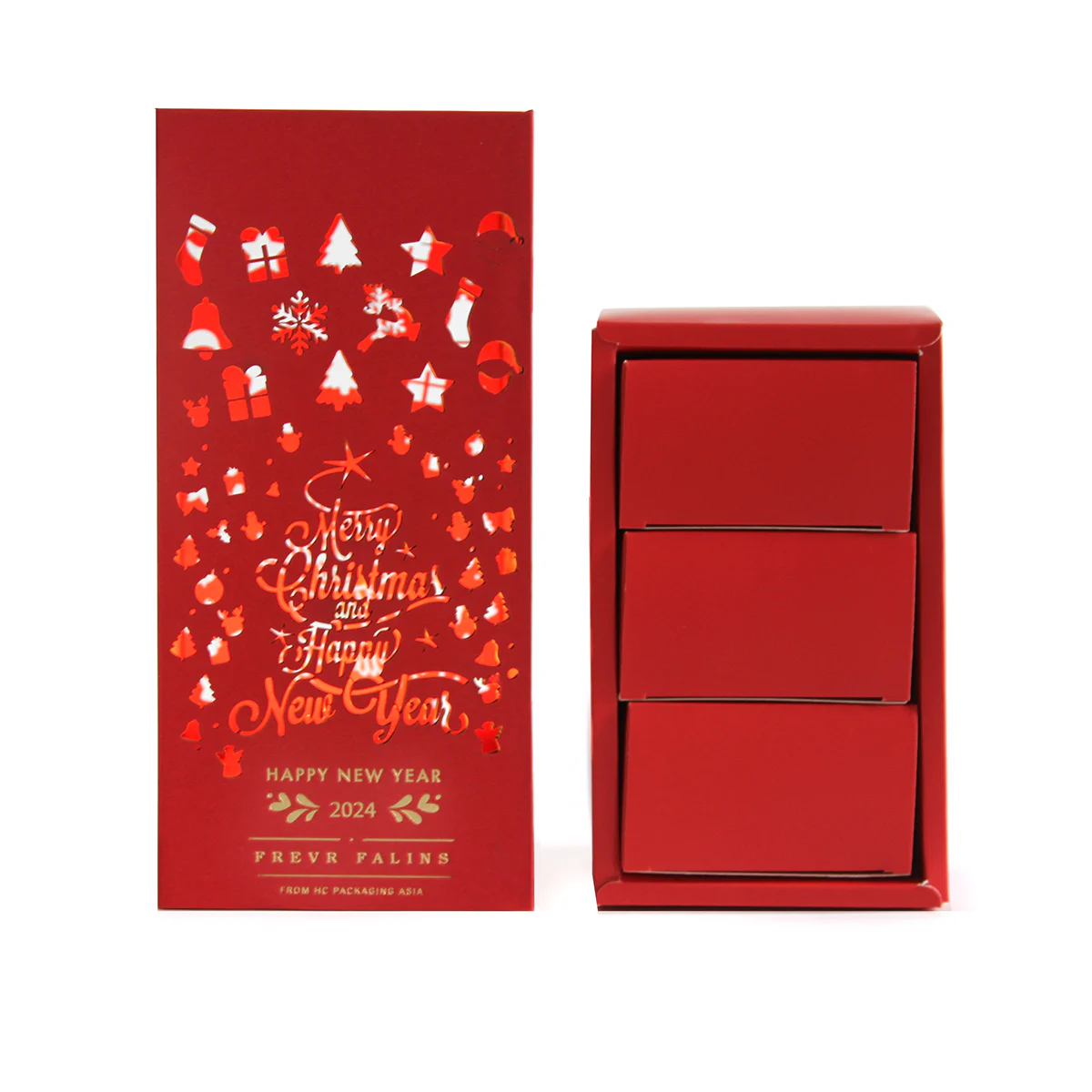 Hollow Food Drawer Box Packaging Red