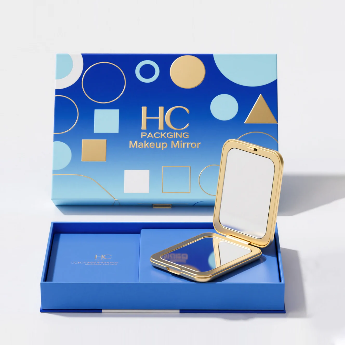 Blue Printing Paper Makeup Mirror Packaging Box