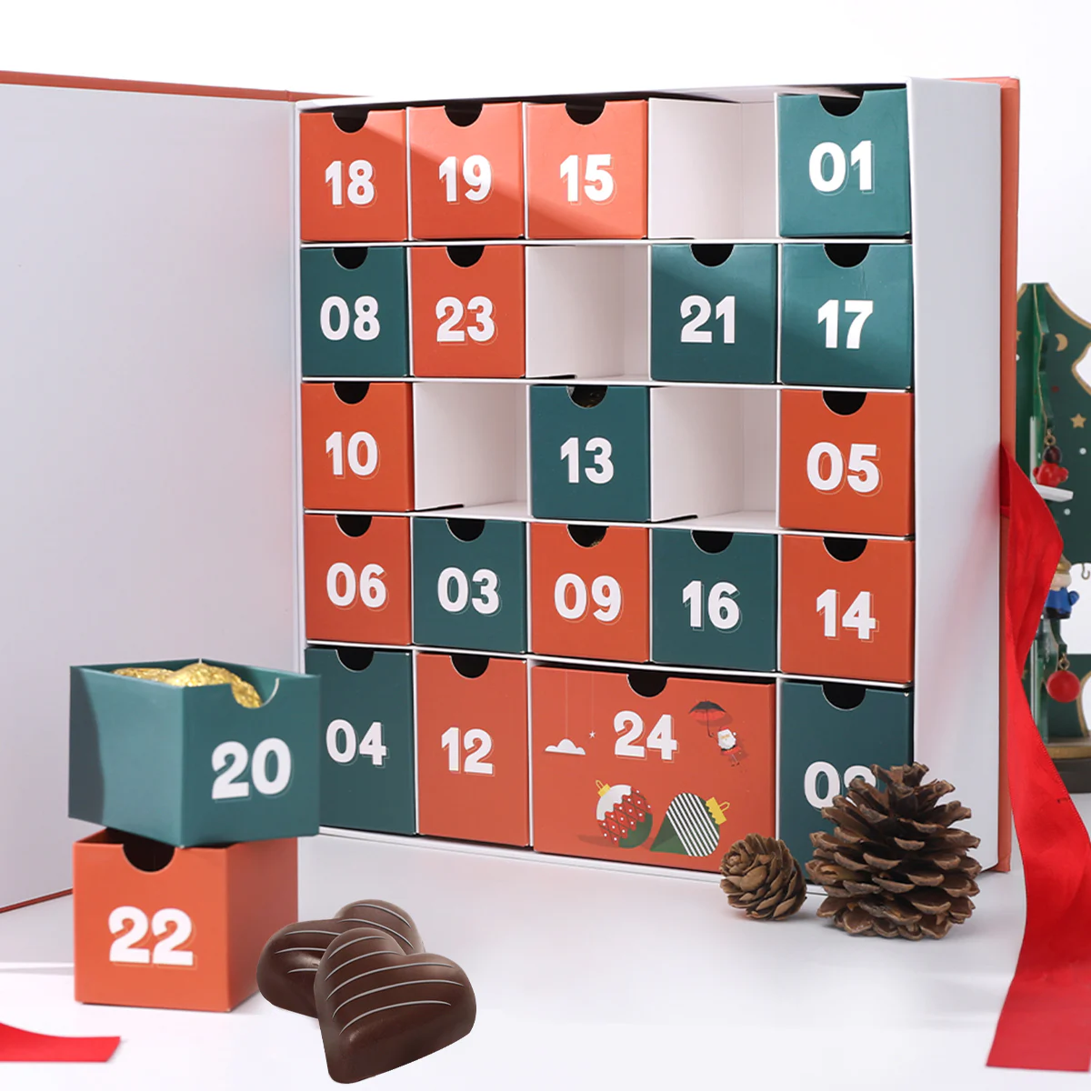 Christmas Countdown Chocolate Calendar Box Packaging