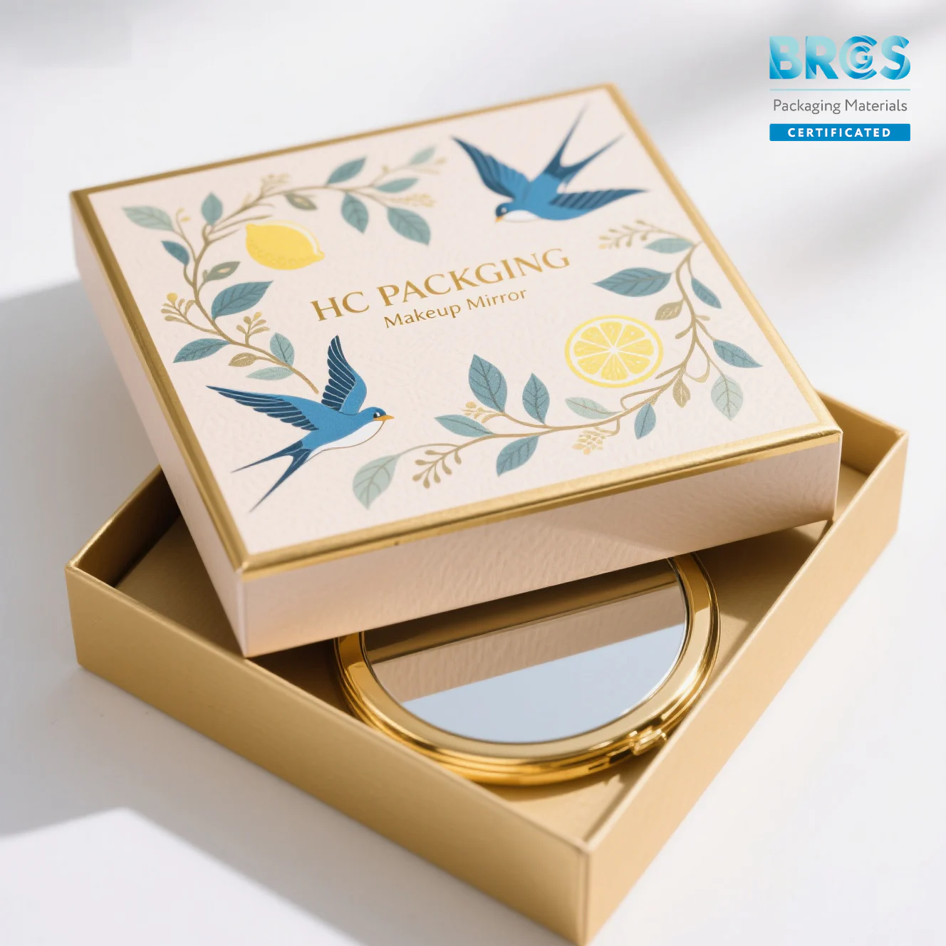 Lid And Base Box For Makeup Mirror