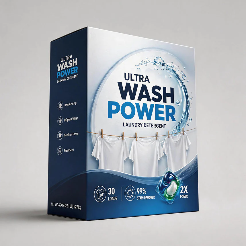 Folding Paper Box For Laundry Detergent