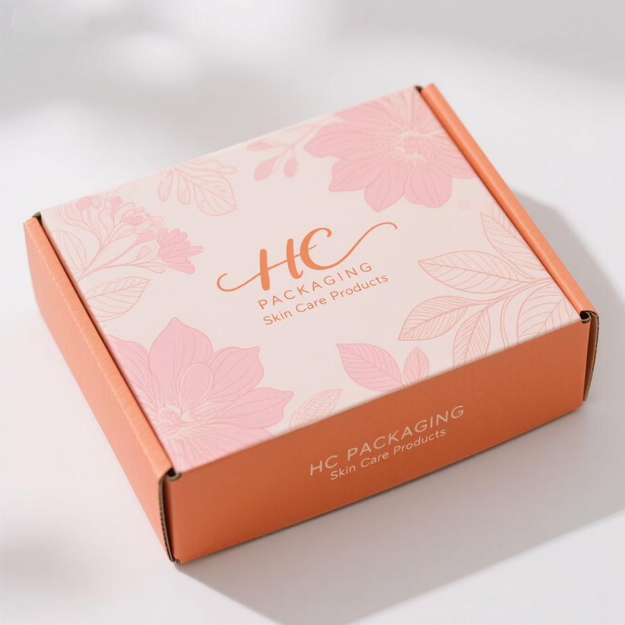luxury orange cosmetic box corrugated water and emulsion setting box