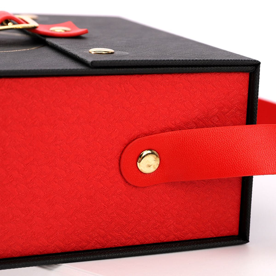 Bespoke Red&Black Leather Packaging Box with Handle
