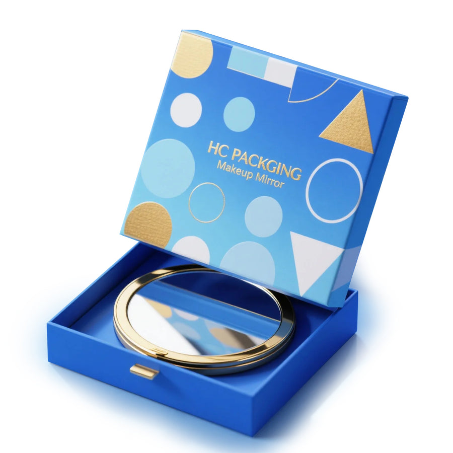 Blue printing paper makeup mirror packaging box